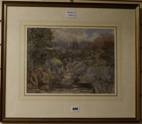 David Cox (1783-1859) Pont Y Pair Bridge on the River Lluguy 10.5 x 14in.